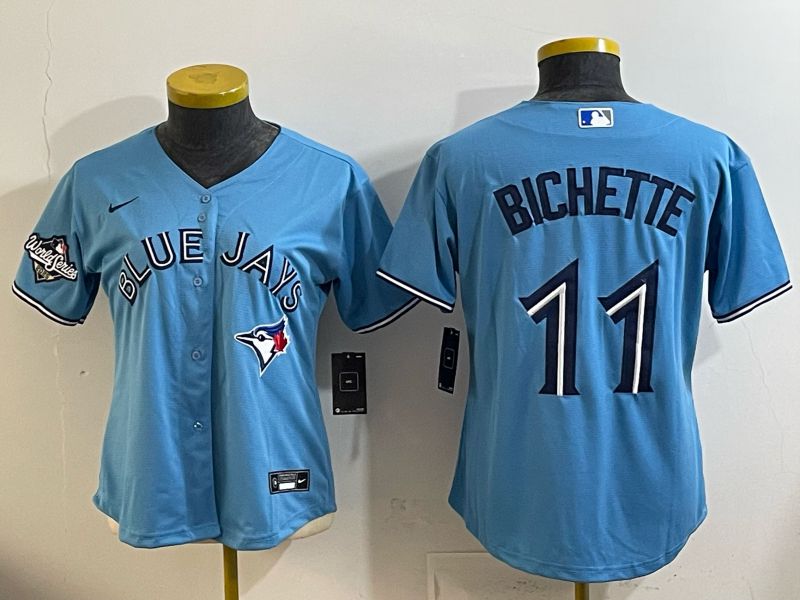 Women 2025 Nike Toronto Blue Jays #11 Bichette Light Blue Game MLB Jersey 03